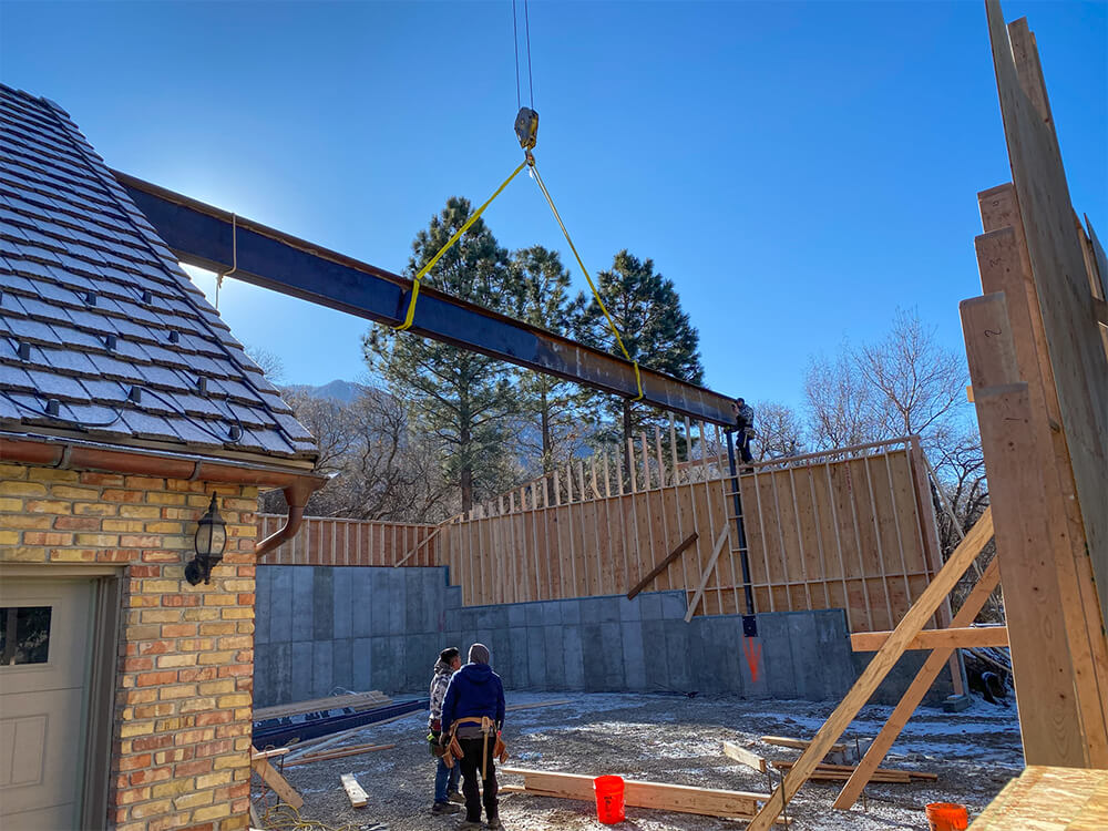 50 foot support beam installed in Park City, Utah
