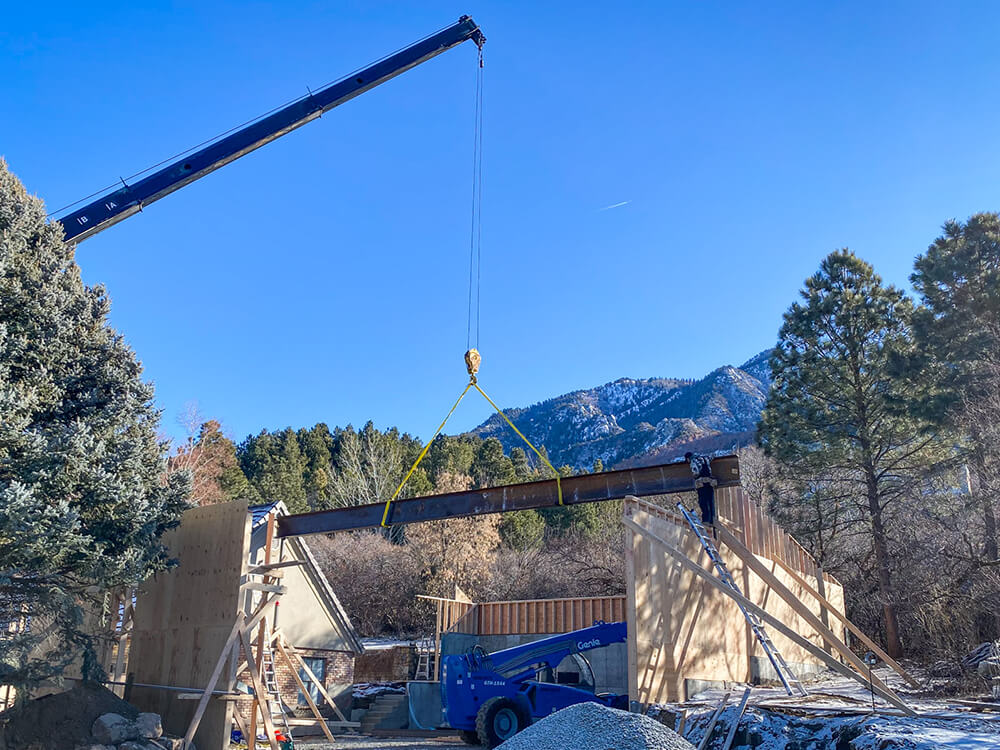 Installing a 50 foot support beam