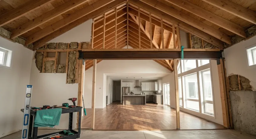 load bearing wall removal in a high ceiling room