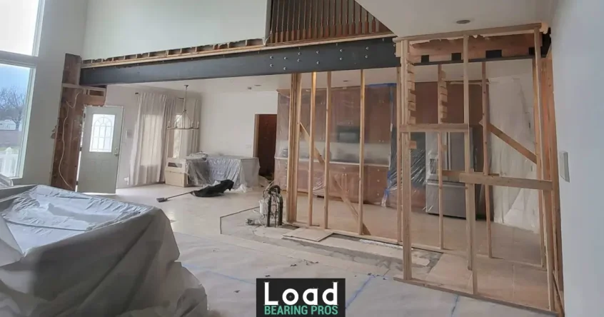 load bearing beam installed where a load bearing wall was